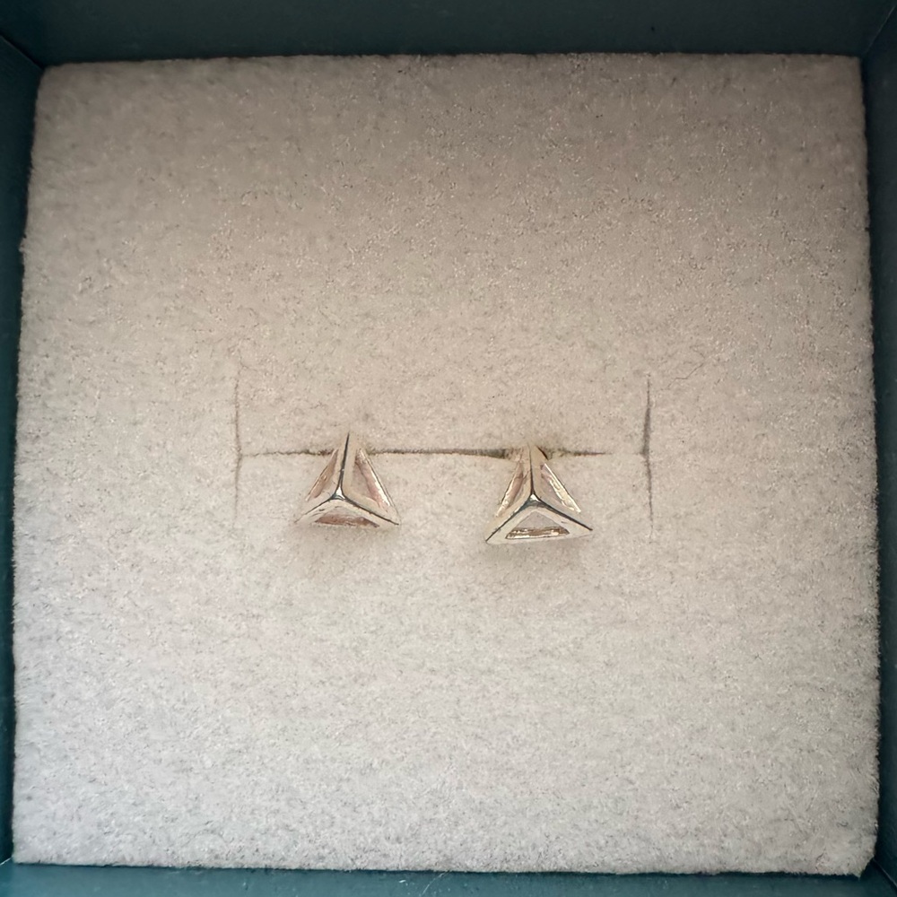 Vintage Sterling Silver Pyramid Stud Earrings